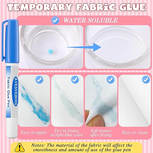 Fabric Glue Pen with Refill, 2 Pack