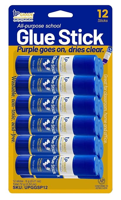 Upgrade Office Supply Glue Sticks, Washable Non Toxic,