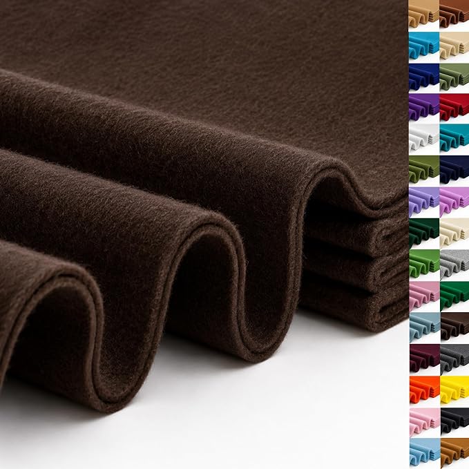 Chocolate Brown Large Felt Fabric 36" x 36", 1.4 mm Soft Felt Sheet, Nonwoven