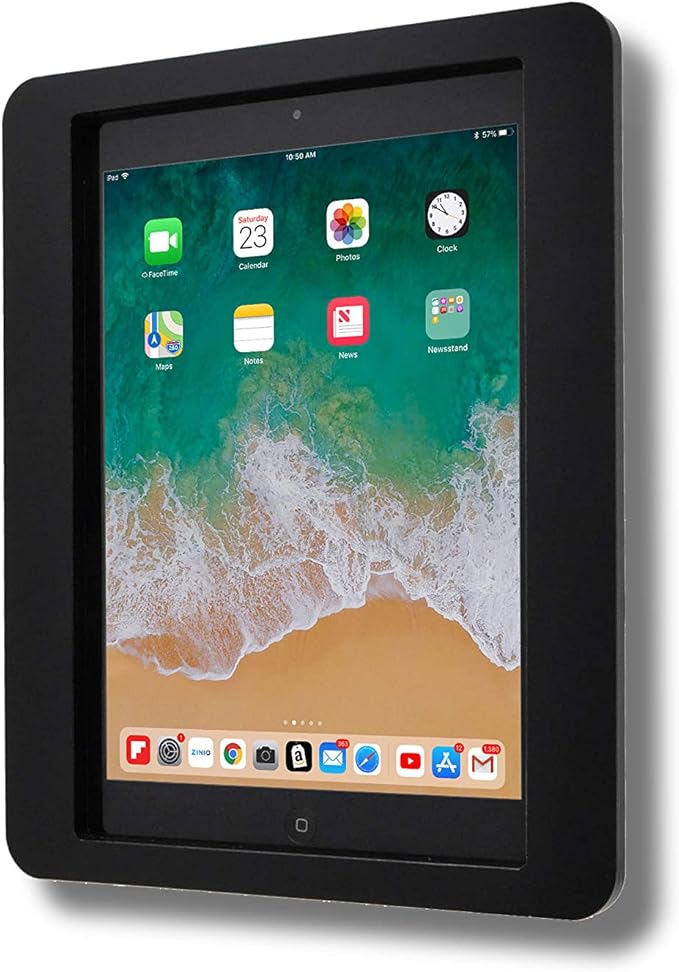 TABcare Anti-Theft Acrylic VESA Enclosure for Apple iPad Mini 1/2/3 with Free Wall Mount Kit & 90-Degree Angle Charge Cable (iPad Mini 1/2/3 8", Black)