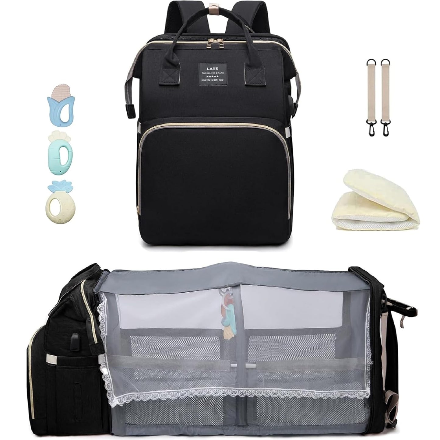 Baby Diaper Bag with Changing Station,Diaper Bag Backpack,Diaper Bag,Large Capacity,900d Excellent Oxford(Ungrade Black)