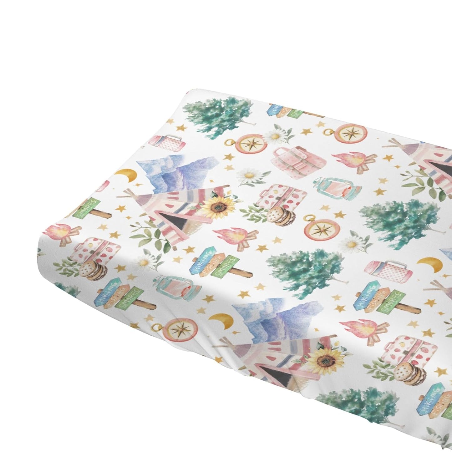 Outdoor Camping Baby Changing Pad Covers for Boy Girl 32''x16'' Summer Campsite Fitted Diaper Change Table Sheets Love Camp Camping Adventure Soft Nursery Baby Changing Pad Table Mats