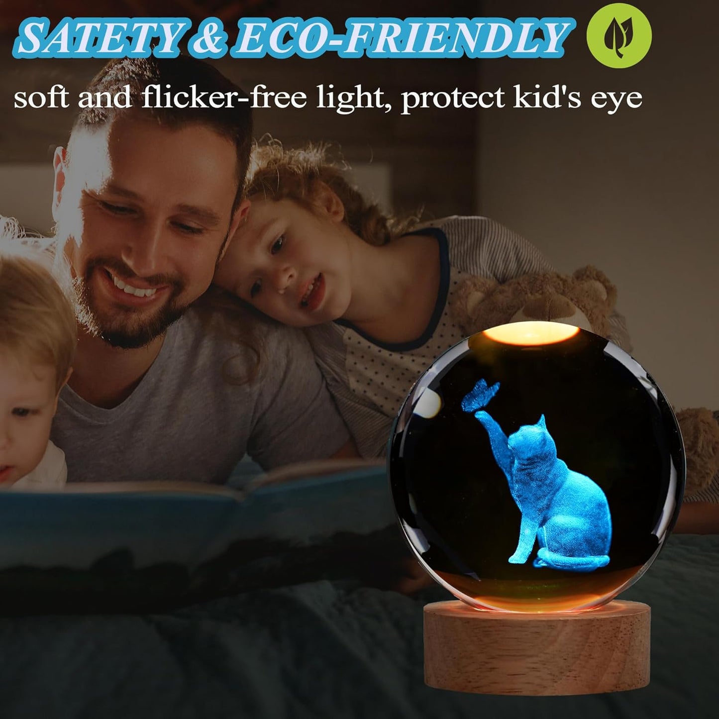 Cat Night Light, Cat Themed Gifts for Girls, K9 3.15 Inch(80mm) Crystal Ball Night Light with 16 Colors Remote Upgraded Lamp for Birthday Xmas Cool Figurines Sympathy Gifts for Room Decor Girls