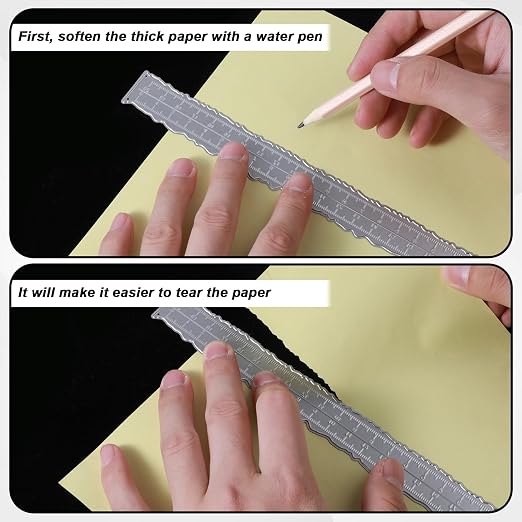 JJUNW 3 Pcs Deckle Edge Ruler Carbon Steel Metal Paper Tearing Ruler Craft Ruler