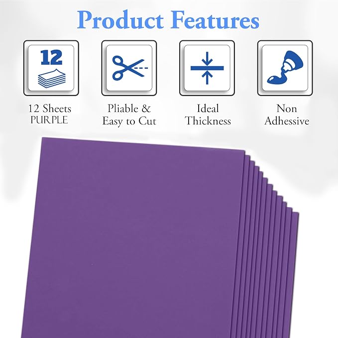 Purple Eva Foam Sheets, 2mm Thick, 6 x 9 Inch, Handicraft Foam Paper