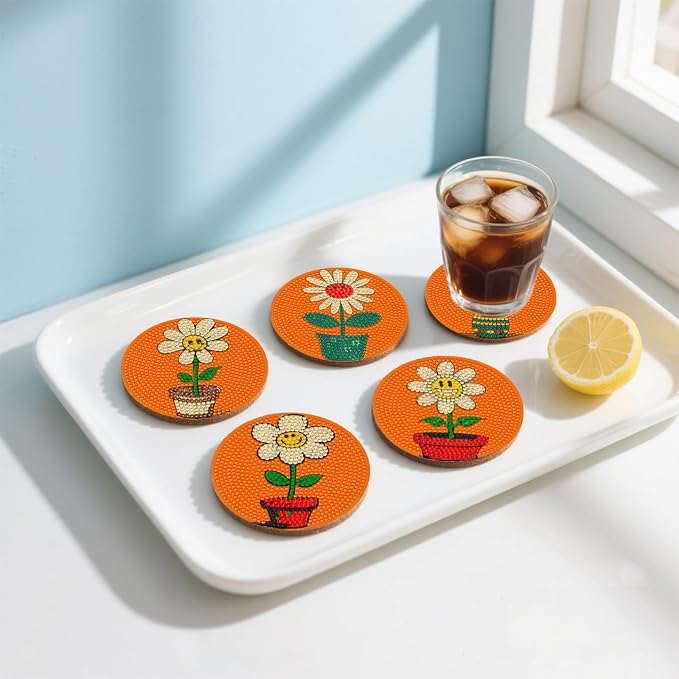 DOZEEZOP 8-Pack Diamond Art Coaster Kit