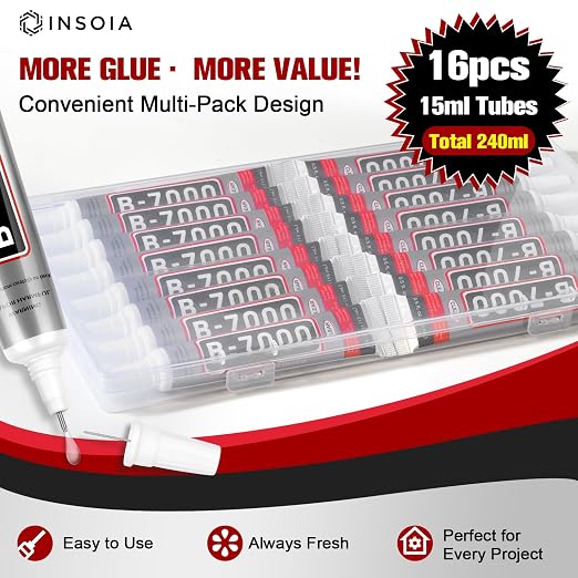 16 PCS 15ml B7000 Rhinestone Glue Clear – Super Glues