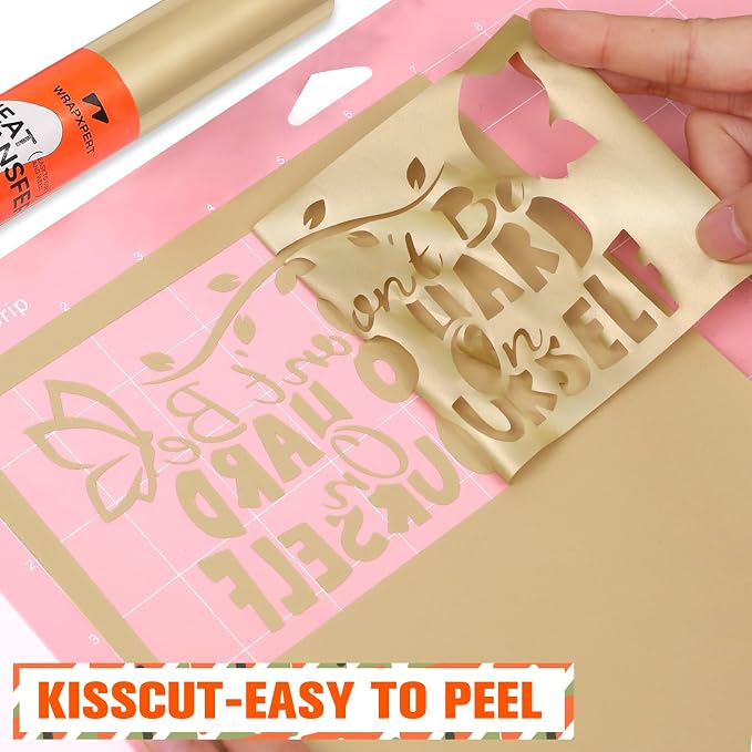 WRAPXPERT Gold Iron on Vinyl, Light Gold Heat Transfer Vinyl 12''x5ft Champagne