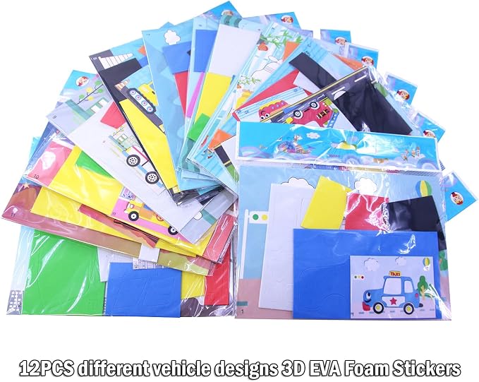 Lovyan 3D EVA Foam Stickers for Toddlers 12PCS Sticky Foam DIY Craft Preschool
