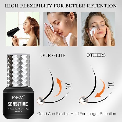 EMEDA Sensitive Eyelash Extension Glue 0.17fl.oz/5ml/1 Sec Drying