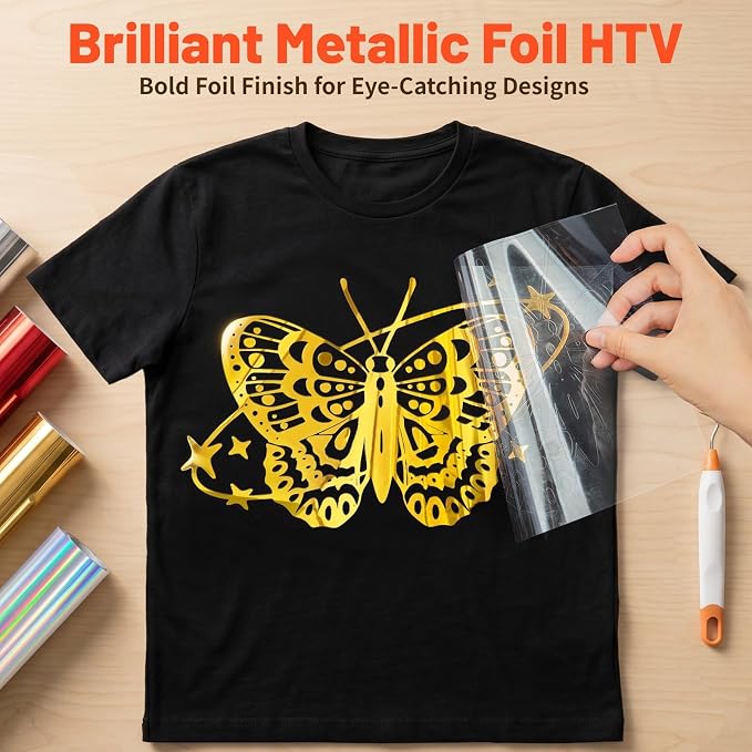 TECKWRAP Heat Transfer Vinyl for T-Shirts, Metallic Gold | Easy Weed HTV Vinyl