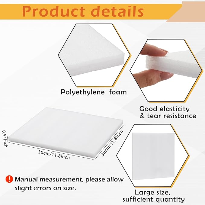Frienda 8 Pcs Polyethylene Foam Sheet, Cases Craft Shipping Moving and Storage