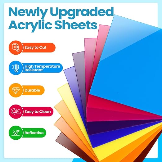 Suzile 60 Pcs Colored Acrylic Sheets 1/8 Inch Thick