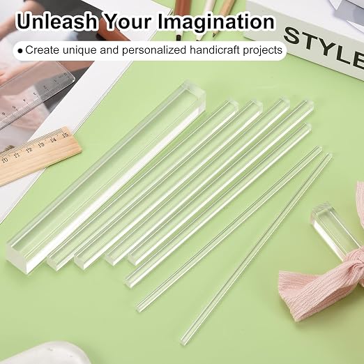MECCANIXITY 8pcs Acrylic Square Rods 1/4" x 12" Clear Acrylic Dowel Rods Sticks
