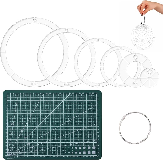 6 PCS Clear Acrylic Circle Template Set 1/2/3/4/5/6 Inch Quilting Templates