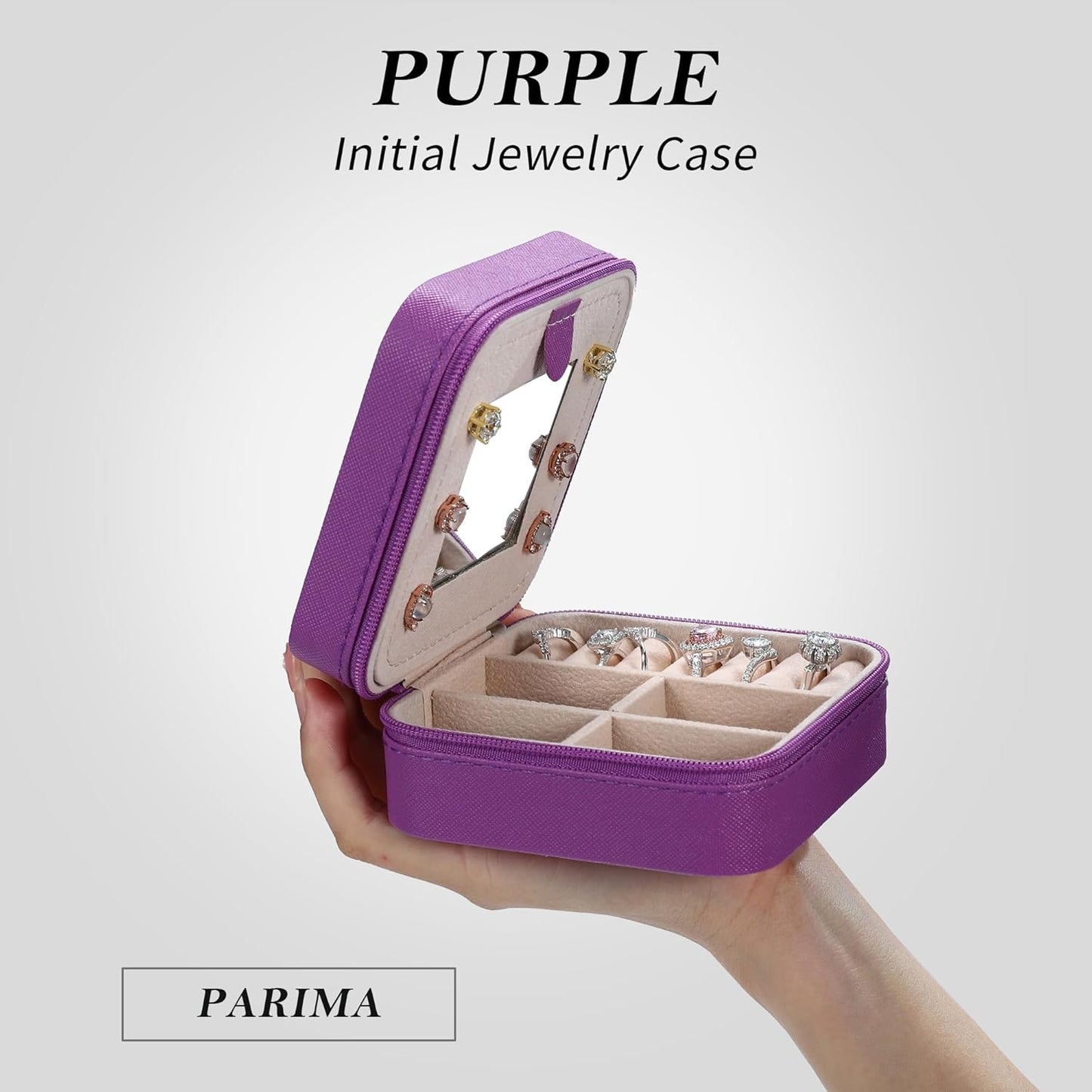 Parima Travel Jewelry Case - Small Purple Jewelry Organizer Box for Women