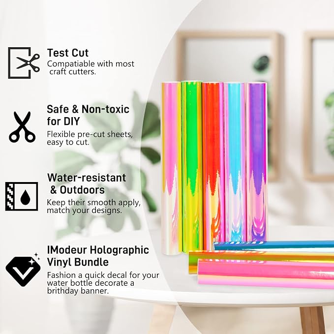 IModeur Holographic Vinyl -Opal Pink Permanent Holographic Vinyl Bundle