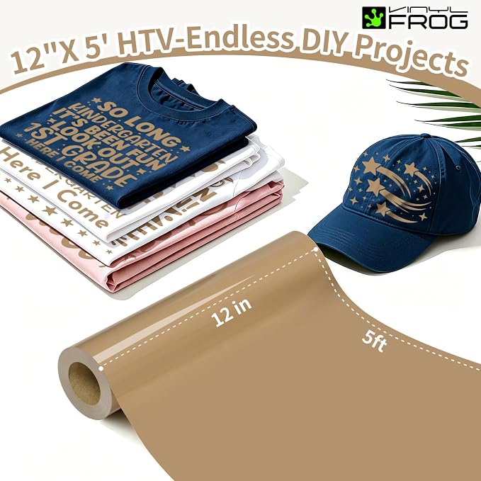VINYL FROG Camel Heat Transfer Vinyl Roll 12" x5ft Matte HTV Vinyl | Camel Iron