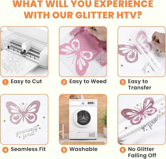 HTVRONT Glitter HTV Vinyl Bundle