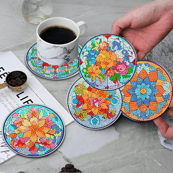 ijbnhd Mandala Diamond Painting Coasters Kit
