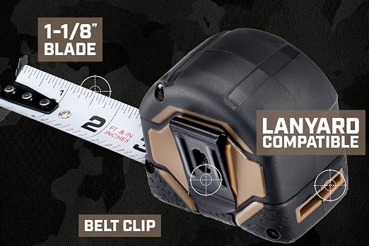 Spec Ops Tools Tape Measure for Measuring & Layout, 1 1/8" Double-Sided Blade