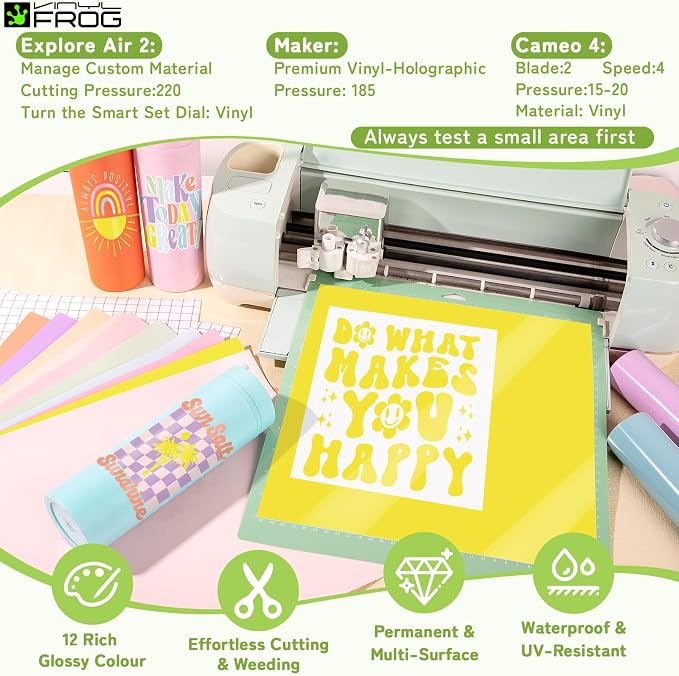 VINYL FROG Pastel Permanent Vinyl -12‘’x12'' Glossy Boho Vinyl Bundle 14 Sheets