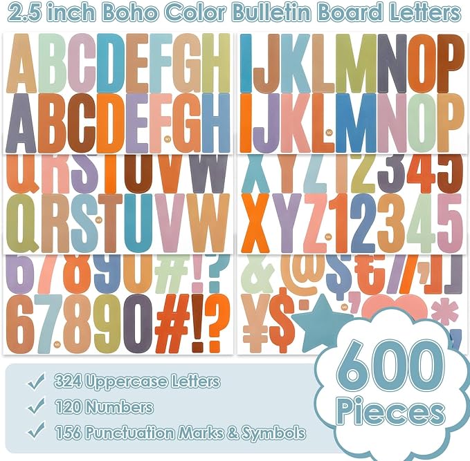600 Pcs 36 Sheets Large Letter Stickers 2.5 Inch Self-Adhesive Letter Set