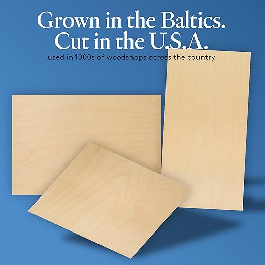 6 mm Baltic Birch Plywood 1/4 x 8 x 8 Inch, Box of 50 B/BB Grade Craft Wood