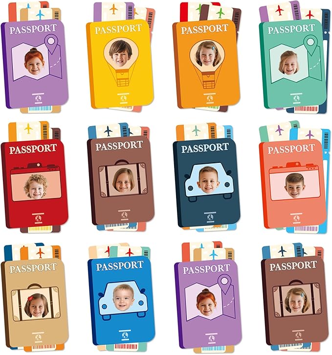 60pcs Passport DIY Cutouts Passport Bulletin Board Decoration Set World Travel