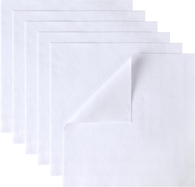 HaoFeiJH 6 Pcs White Soft Felt Fabric Sheets