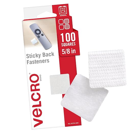 VELCRO Brand Adhesive Squares, 100pk 7/8" White, Mounting Tape