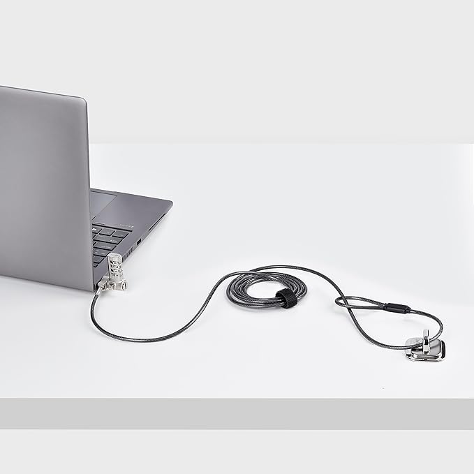 StarTech.com Universal Laptop Cable Lock 6.6ft (2m), Serialized Security Cable, Compatible with Noble Wedge/Nano/K-Slot; TAA
