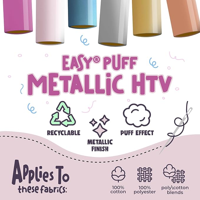 Siser Easy Puff Metallic HTV 11.8"x12" Sheet – Puffy Heat Transfer Vinyl –