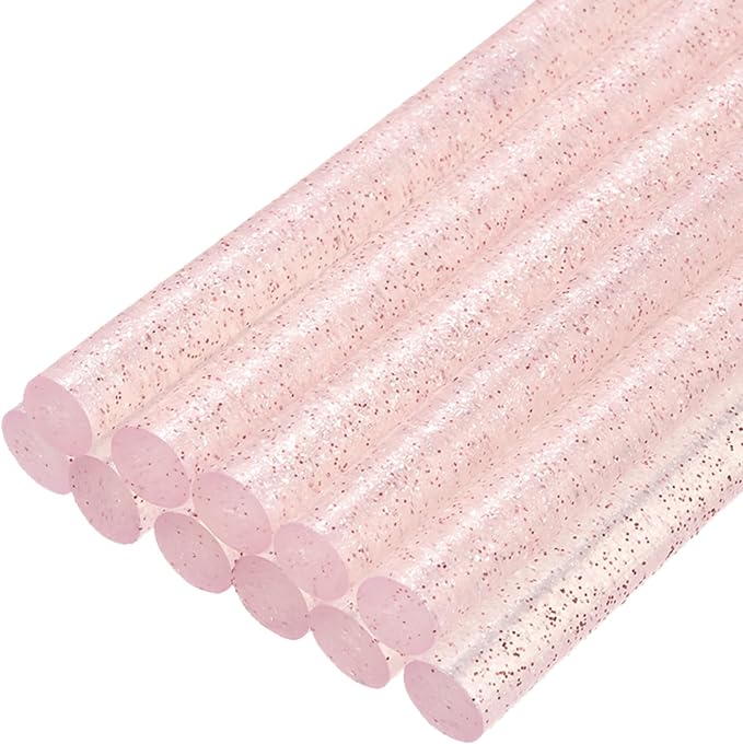 uxcell Mini Hot Glue Sticks for Glue Gun 7mm x 100mm Glitter Transparent Pink