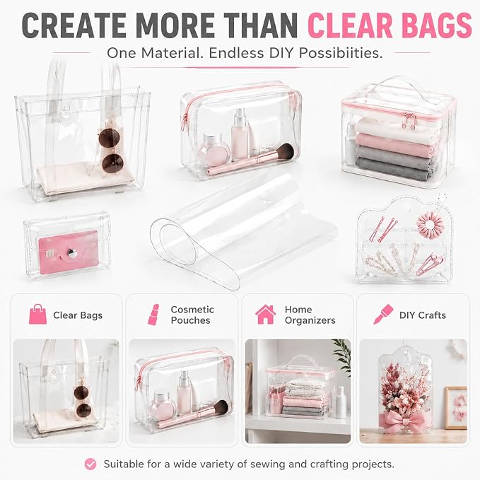 SHISU Clear Vinyl Fabric 0.2mm Roll, Waterproof PVC Sewing Sheet | Soft
