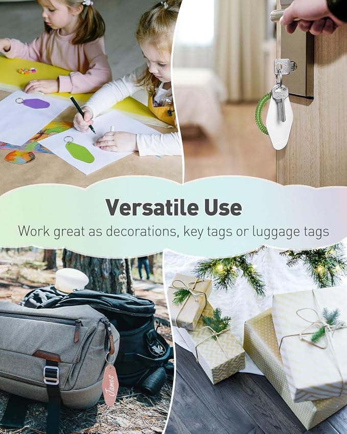 Uniclife 10 Pcs Blank Hotel Keychain Tags, Vintage Motel Keychain