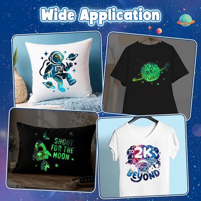 HTVSTD Dark Space HTV Heat Transfer Vinyl 8Sheets 12×10in Iron on Vinyl | Glow
