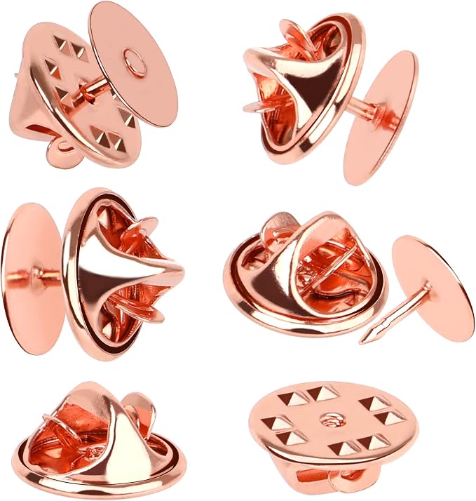 JANYUN 120 Pairs Butterfly Clutch Tie Tacks, Blank Pin Clasp Back | Rose Gold