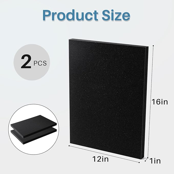 Black foam 2 pieces, Polyurethane Foam sheet, high-density foam padding