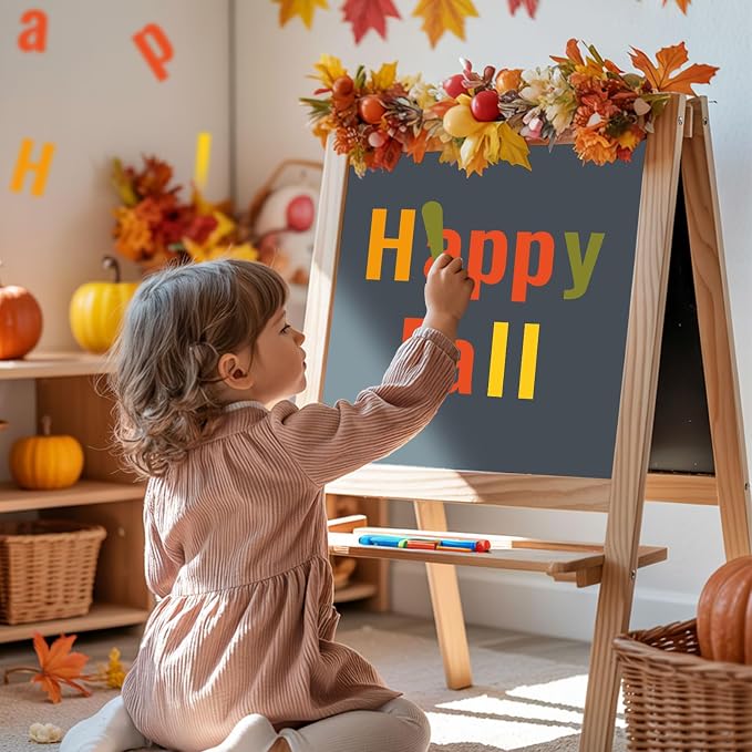 FYSUIMU 134 Pcs Fall Bulletin Board Letters Autumn Colored Alphabet Number