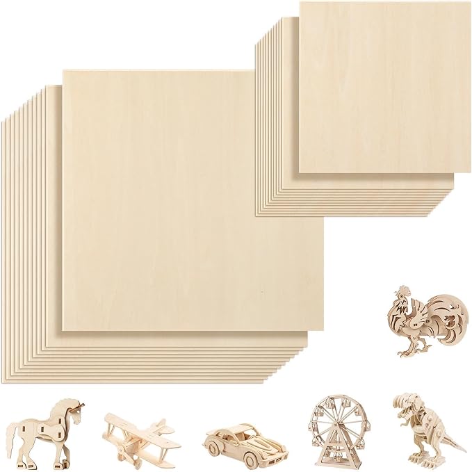 SiliFine 6x6+12x12 Inch 24 Pack Basswood Sheets