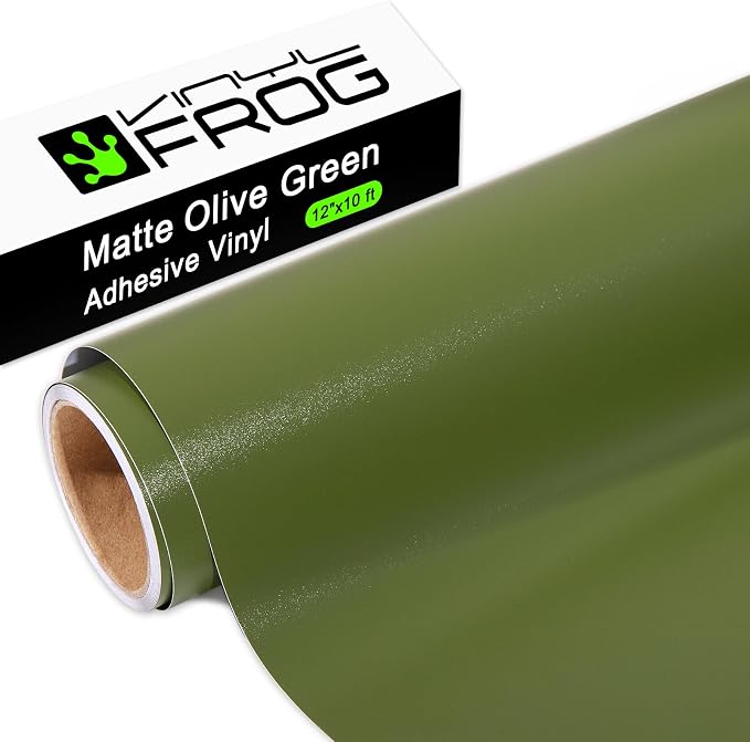 VINYL FROG Olive Green Adhesive Vinyl Roll 12" x10ft Olive Green Craft Vinyl