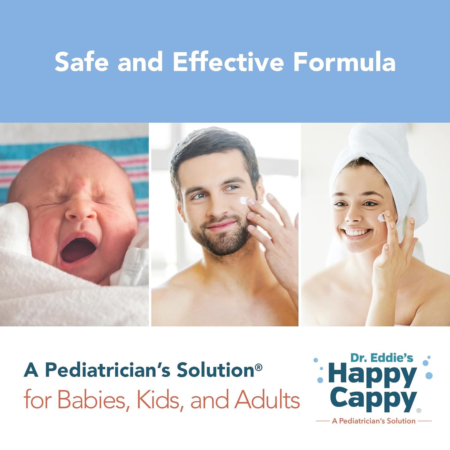 Happy Cappy Moisturizing Cream - Baby Cream for Eczema-Prone Skin, Lotion for Infants, Kids, Pediatrician-Formulated, Gentle, Paraben Free, Hypoallergenic, Sulfate Free, Soothes Dry Skin - 6 fl oz