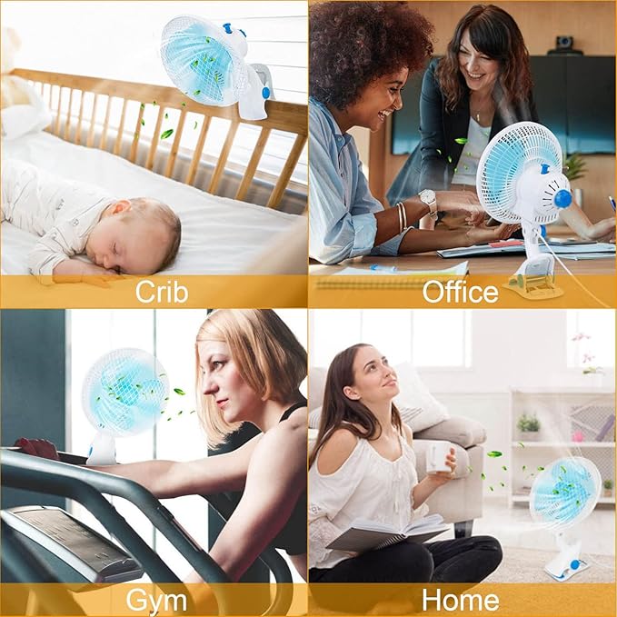 8-Inch Clip on Fan, 2 Speed Convertible Desk Fan with Strong Clamp, Tilting and Shaking with Strong Airflow, Quite, Powerful Clip Fa n on Bed and Desk for Home Office Dorm with 3.94FT Cable Cord