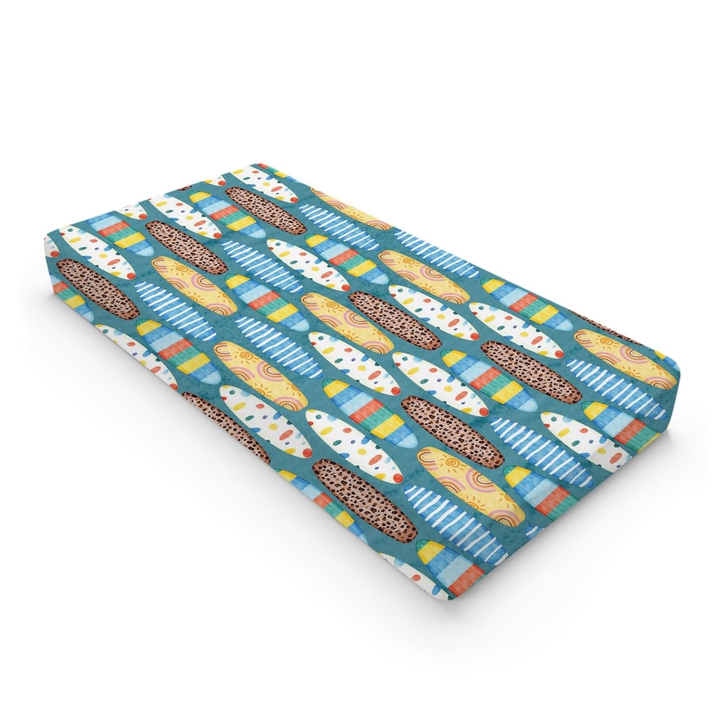 Boho Surfboard Baby Changing Pad Cover Sheets for Baby Boy Girl 32''x16'' Beach Surfing Unisex Fitted Diaper Changing Table Sheets Colorful Surfboard Comfort Soft Breathable Baby Changing Table Mats