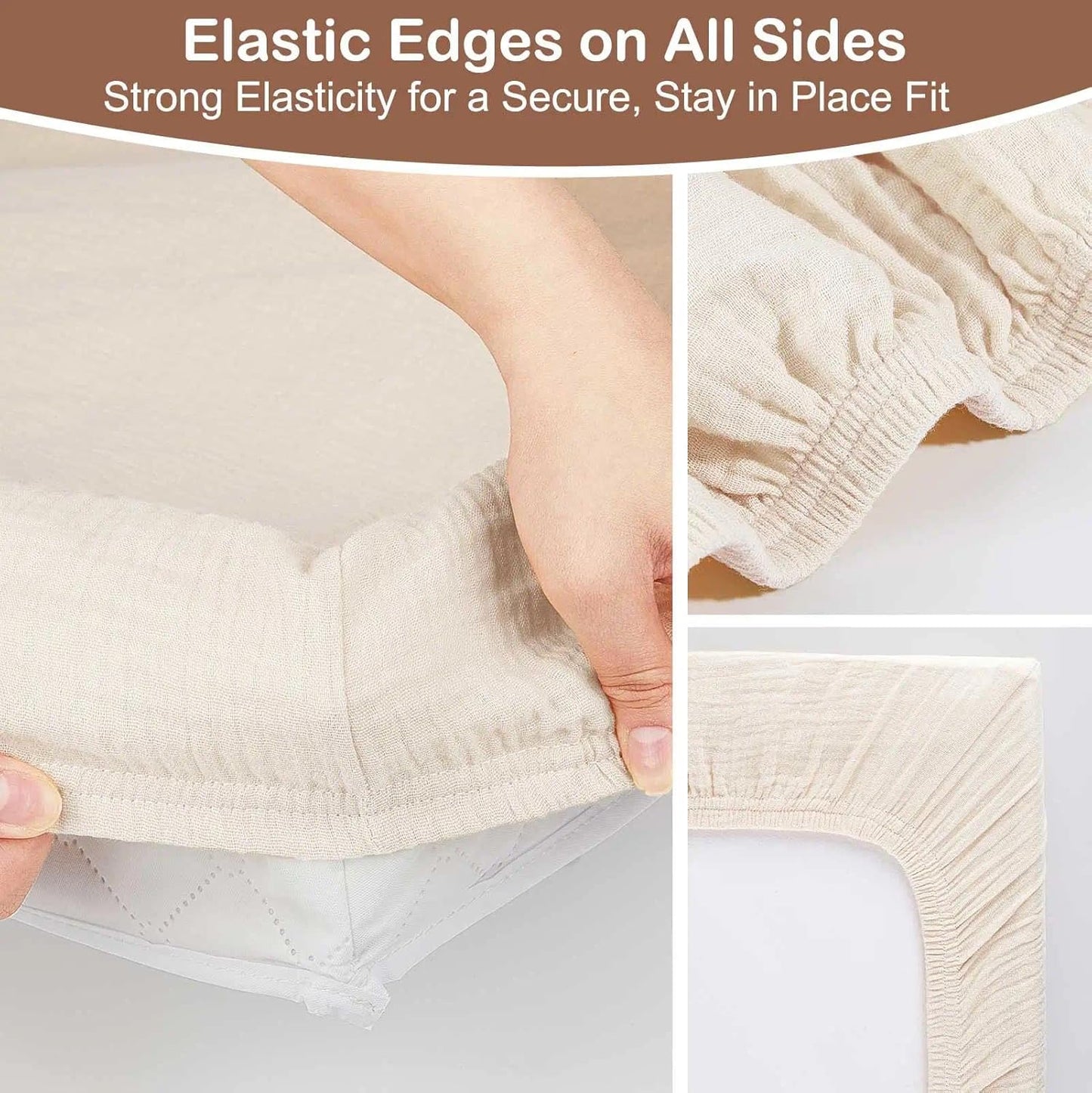 Basumee Muslin Changing Pad Cover Waterproof 2 Pack Baby Changing Table Covers for Boys and Girls Soft Breathable Nursery Diaper Change Table Cover Pad Fits 32"x16", Lvory and Brown