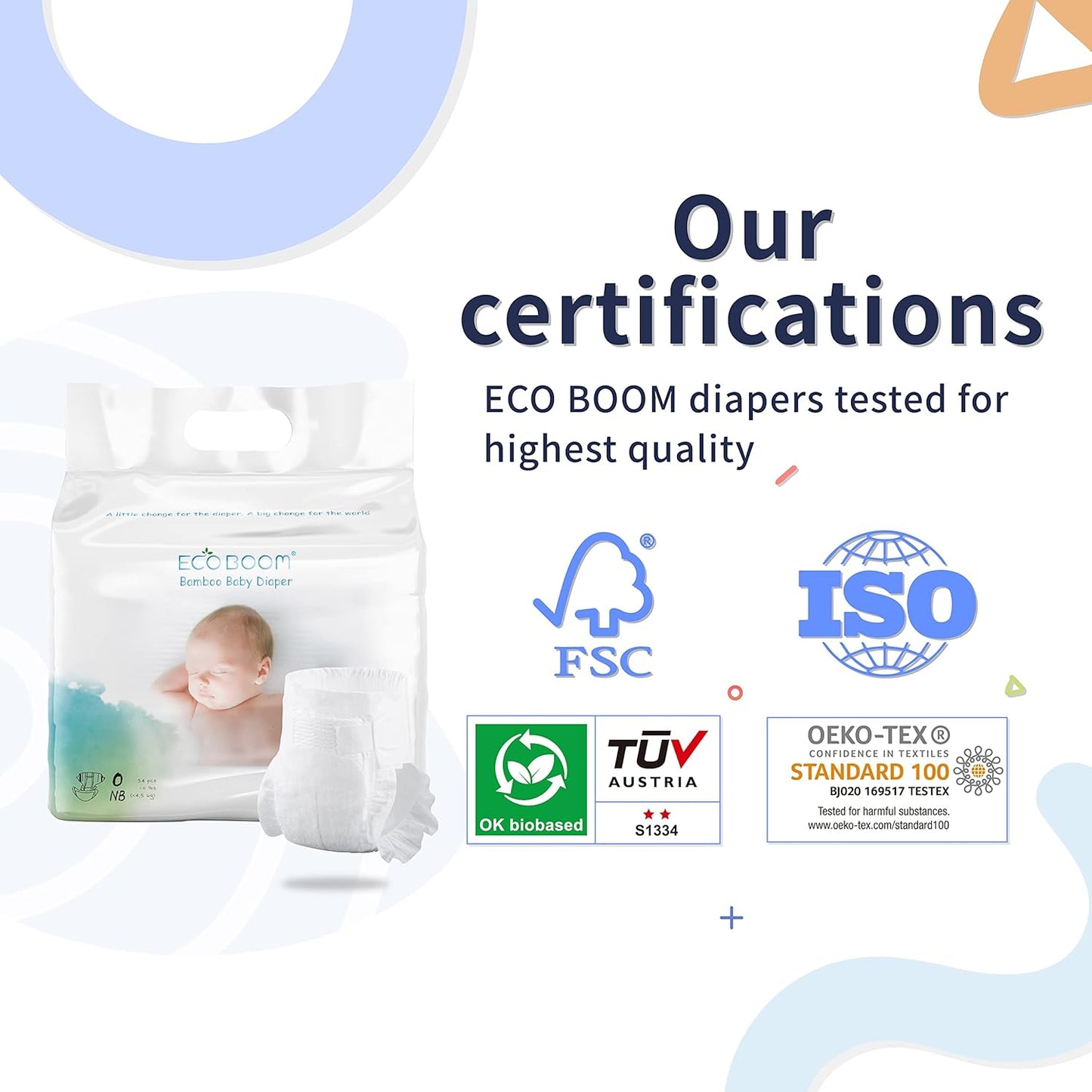 ECO BOOM Preemie Diapers, Viscose from Bamboo Diapers, Natural Soft Disposable Nappies for Infant, Size 0 Suitable for up to 7 lbs (Newborn - 34 Count)