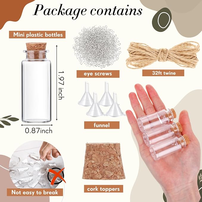 Bokon 50 Packs Mini Plastic Bottles