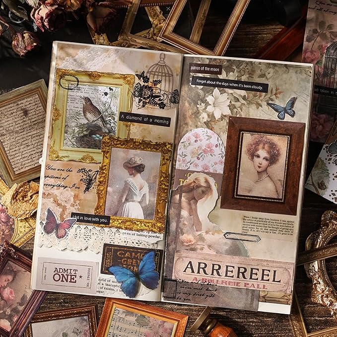 180 Pieces Vintage Scrapbook Picture Frame Cutouts Paper Stickers
