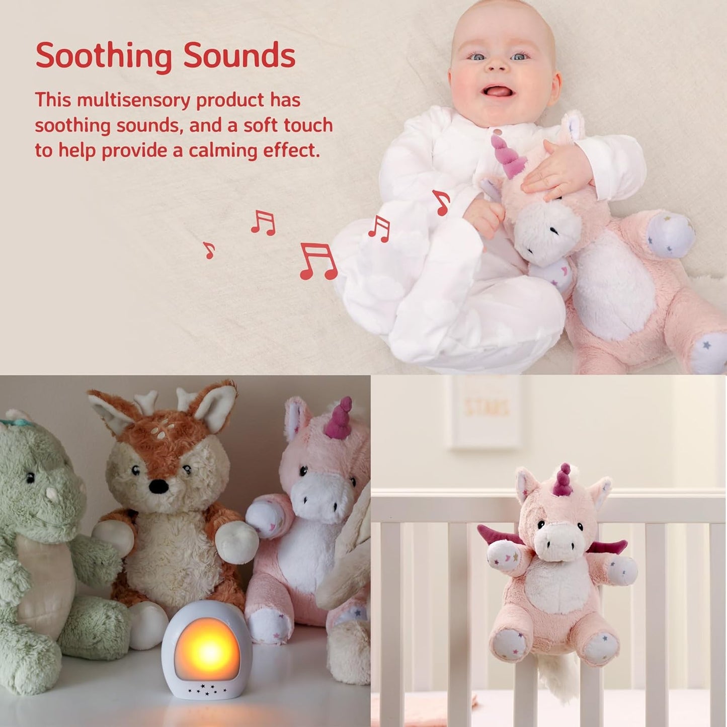 Cloud b LoveLight Buddies Sound Machine with White Noise, Soothing Lullabies & Gentle Nightlight | Voice Recorder | USB Rechargeable | Adjustable Settings & Auto-Shutoff | Lily The Unicorn